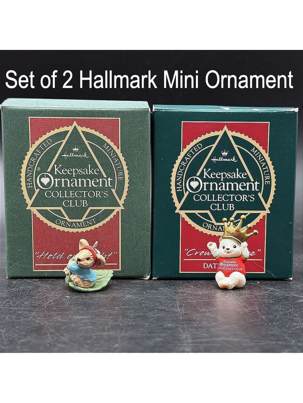 Vintage Hallmark Keepsake Miniature Christmas Ornaments Set of 2 Boxed